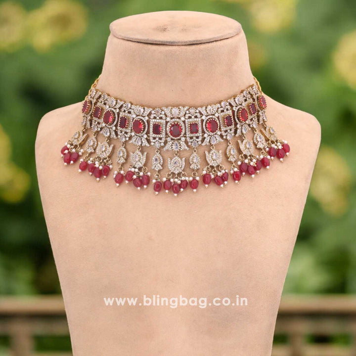 Maroon Alondra Victorian Jewellery Set - New Arrival