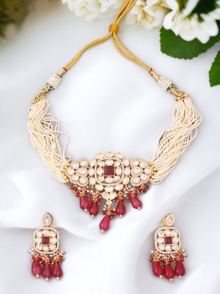 Maroon Castor Jewellery Set
