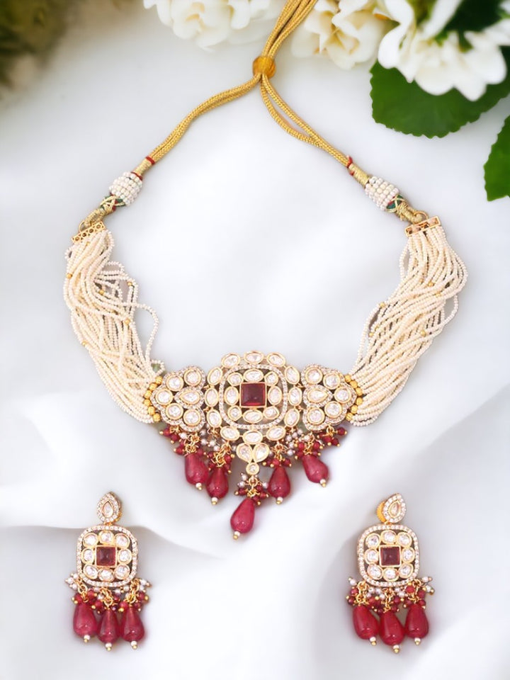 Maroon Castor Jewellery Set