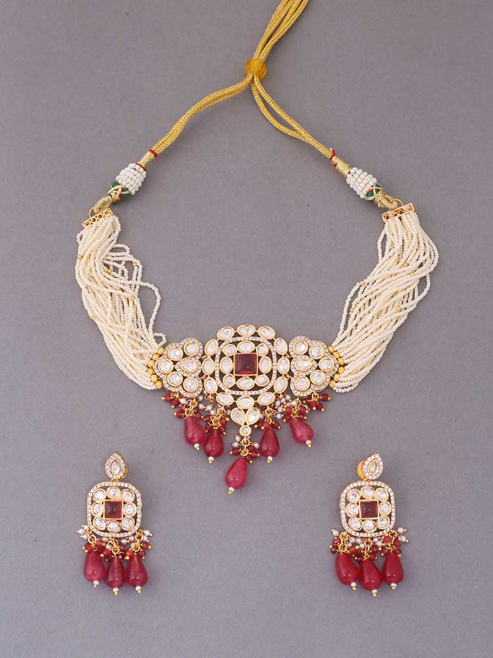 Maroon Castor Jewellery Set