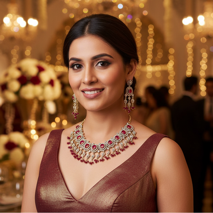 Maroon Ethan Victorian Jewellery Set- New Arrival