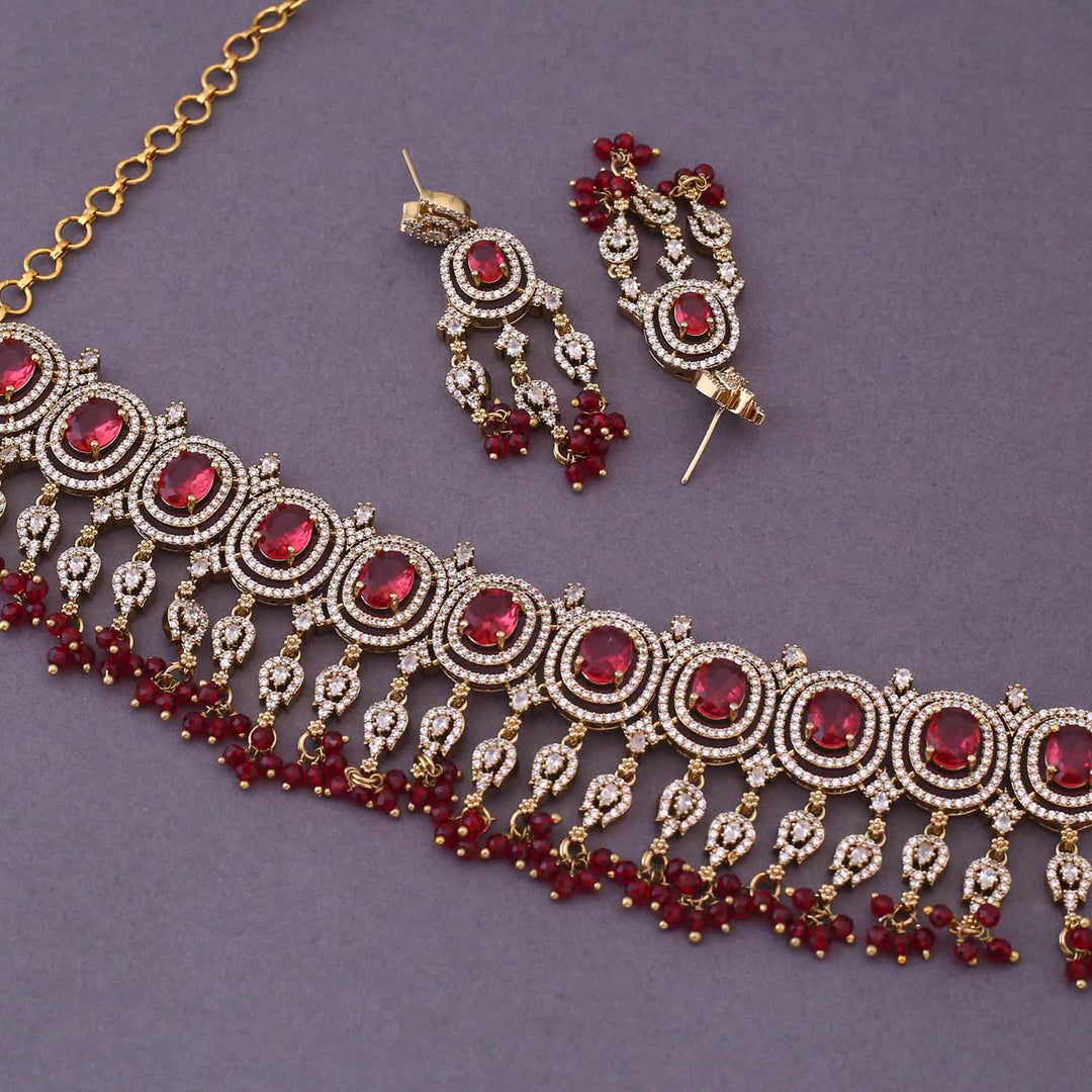 Maroon Ethan Victorian Jewellery Set- New Arrival