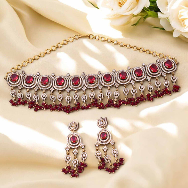 Maroon Ethan Victorian Jewellery Set- New Arrival