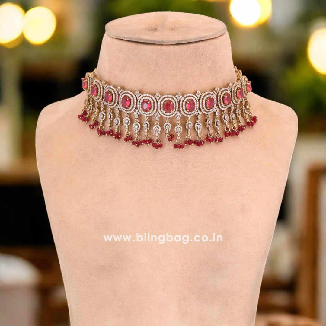 Maroon Ethan Victorian Jewellery Set- New Arrival