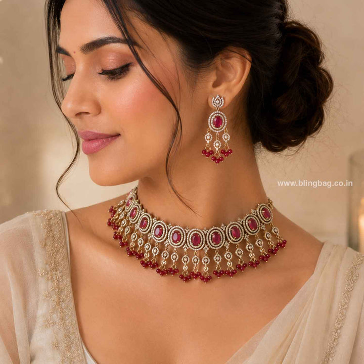 Maroon Ethan Victorian Jewellery Set- New Arrival