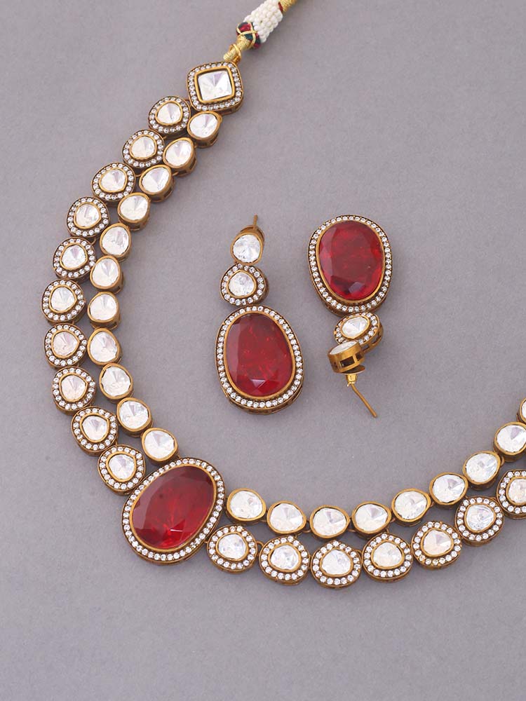 Maroon Finola Jewellery Set