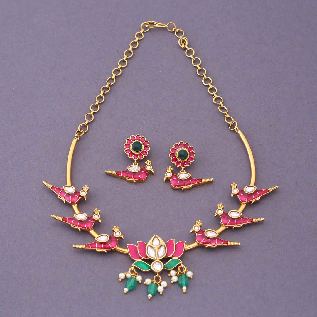 Maroon Fria Hasli Antique Jewellery Set- New Arrival