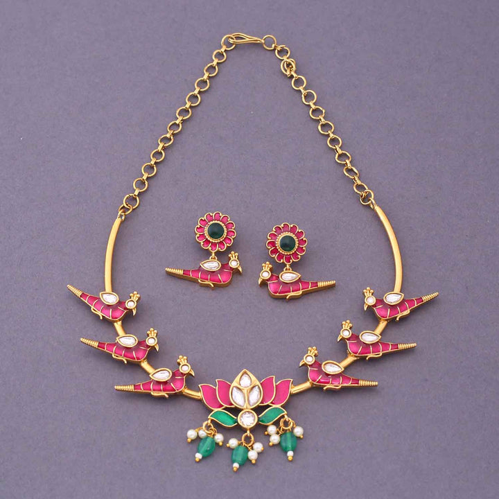 Maroon Fria Hasli Antique Jewellery Set- New Arrival