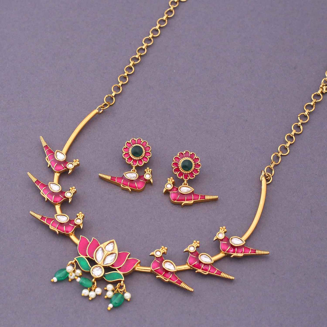 Maroon Fria Hasli Antique Jewellery Set- New Arrival