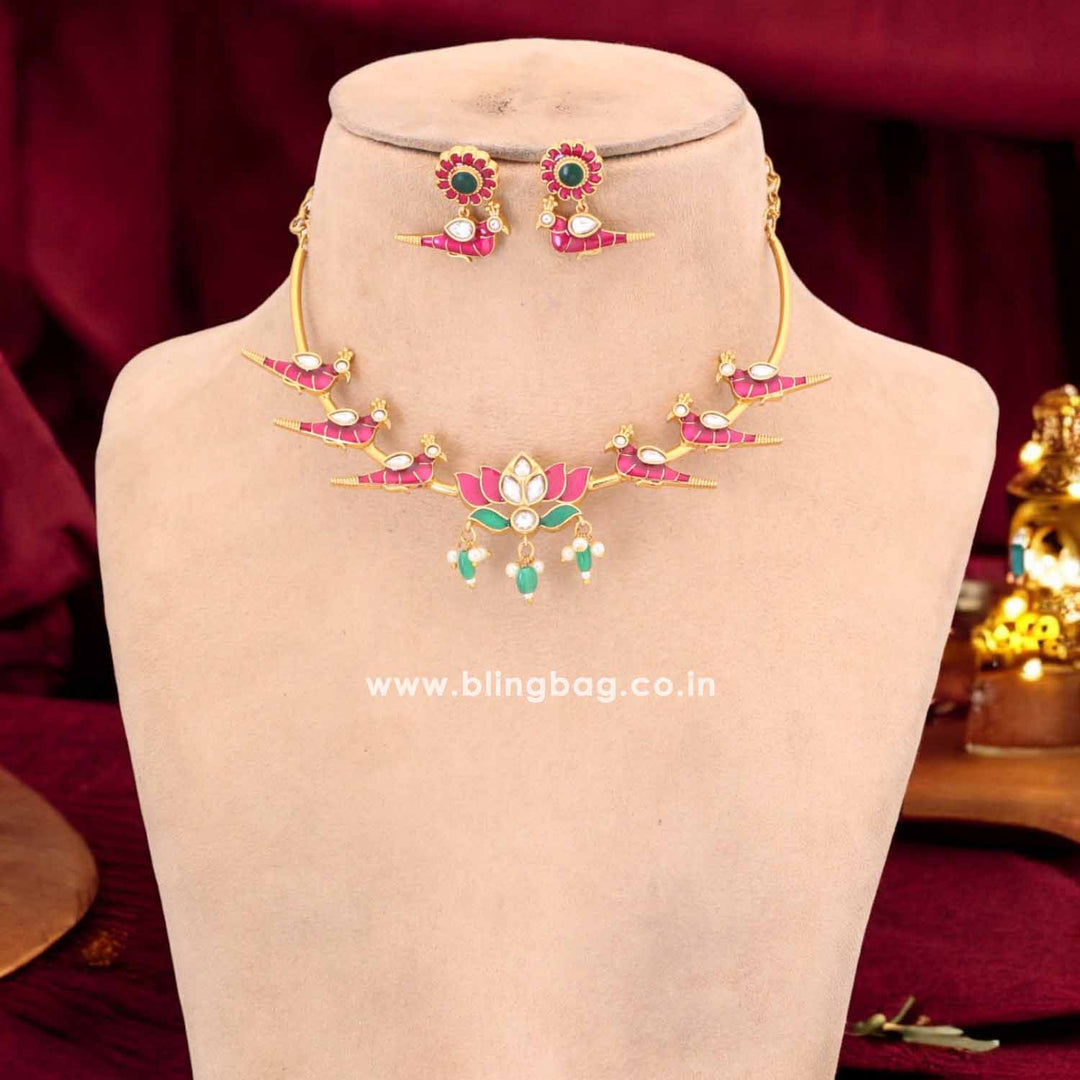 Maroon Fria Hasli Antique Jewellery Set- New Arrival