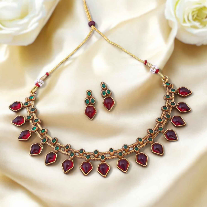Maroon Gunjika Antique Jewellery Set - New Arrival