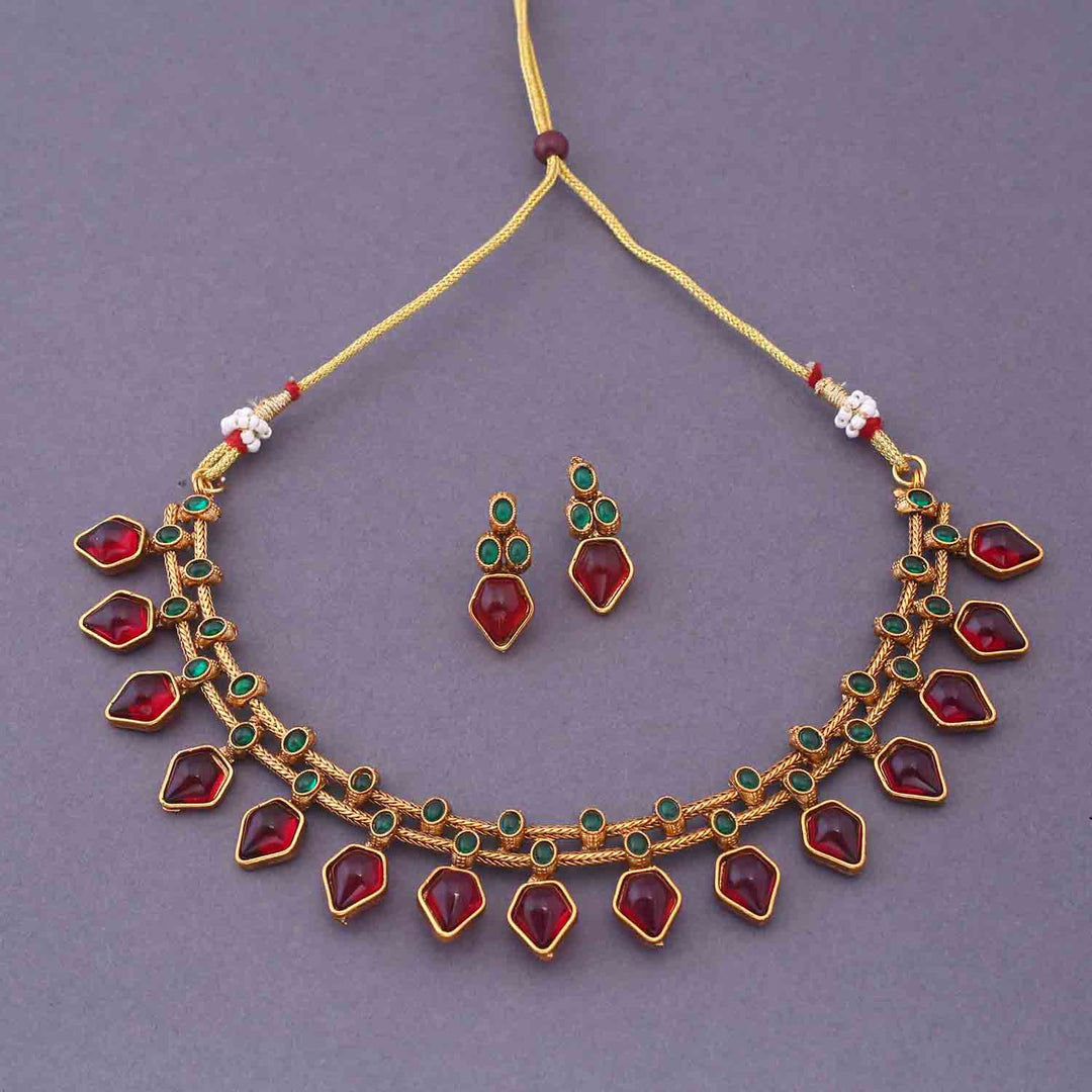 Maroon Gunjika Antique Jewellery Set - New Arrival