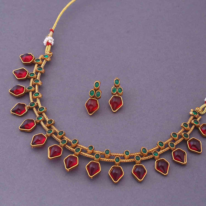 Maroon Gunjika Antique Jewellery Set - New Arrival