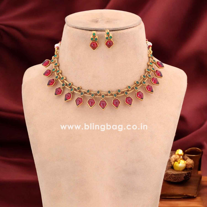 Maroon Gunjika Antique Jewellery Set - New Arrival