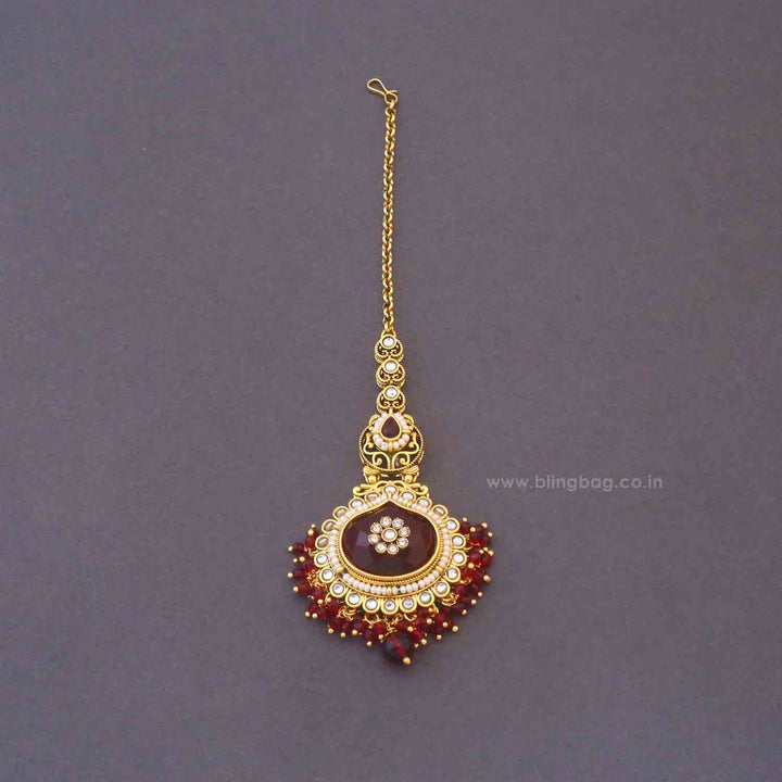 Maroon Jaiwanti Bridal Jewellery Set