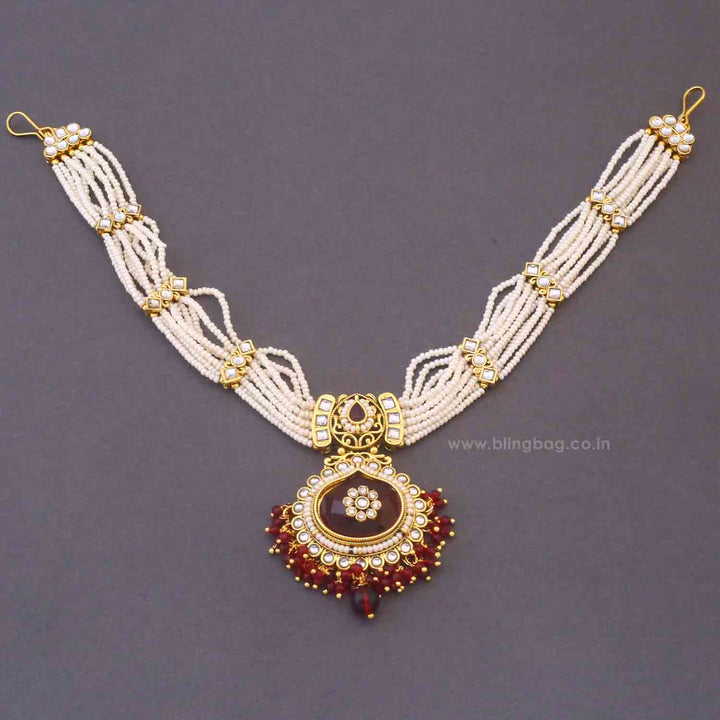 Maroon Jaiwanti Bridal Jewellery Set