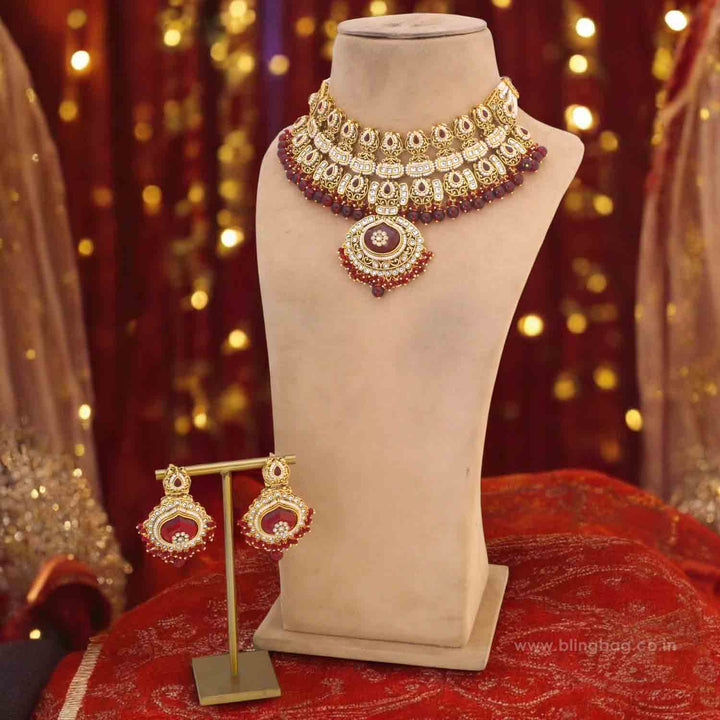Maroon Jaiwanti Bridal Jewellery Set