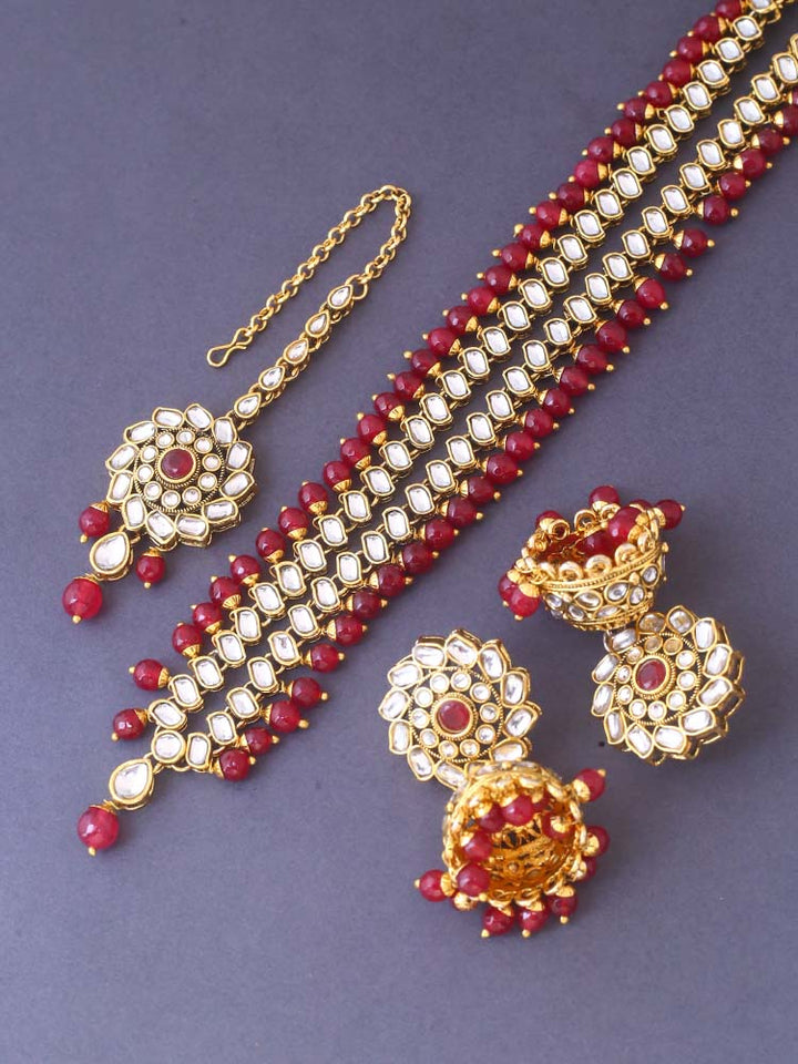 Maroon Janhvi Jewellery Set