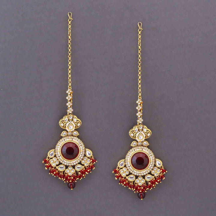 Maroon Kshirja  Kundan Bridal Jewellery Set