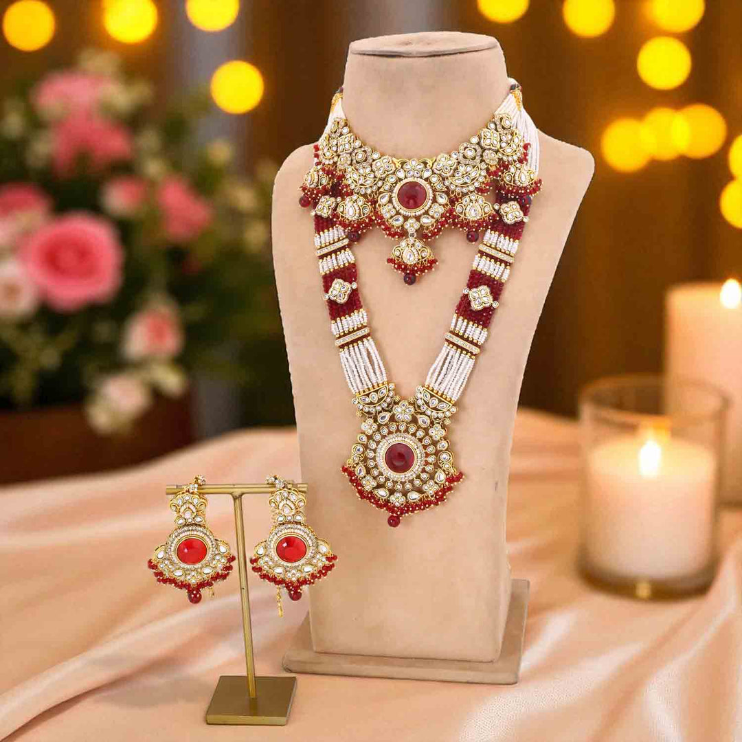 Maroon Kshirja  Kundan Bridal Jewellery Set