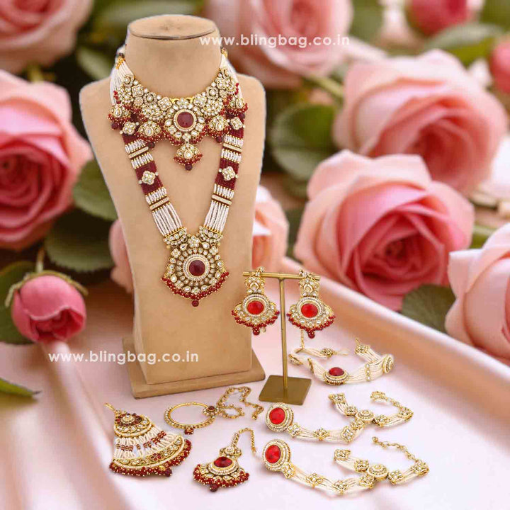 Maroon Kshirja  Kundan Bridal Jewellery Set
