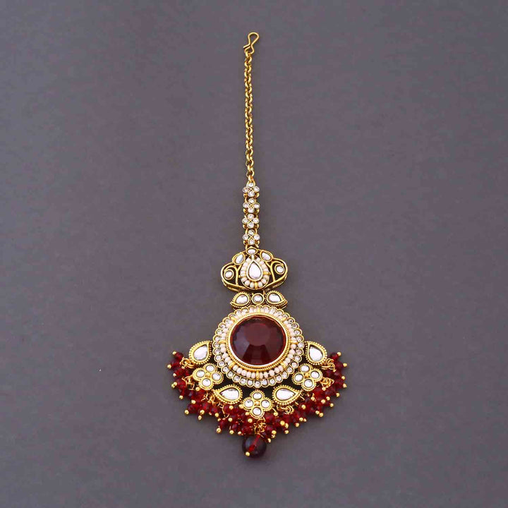 Maroon Kshirja  Kundan Bridal Jewellery Set