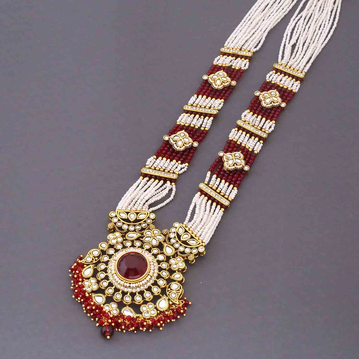 Maroon Kshirja  Kundan Bridal Jewellery Set