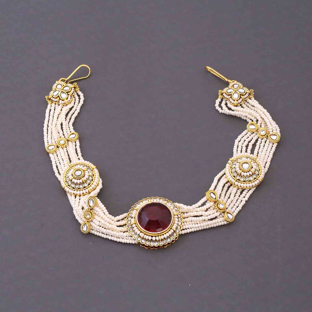 Maroon Kshirja  Kundan Bridal Jewellery Set