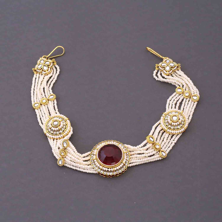 Maroon Kshirja  Kundan Bridal Jewellery Set