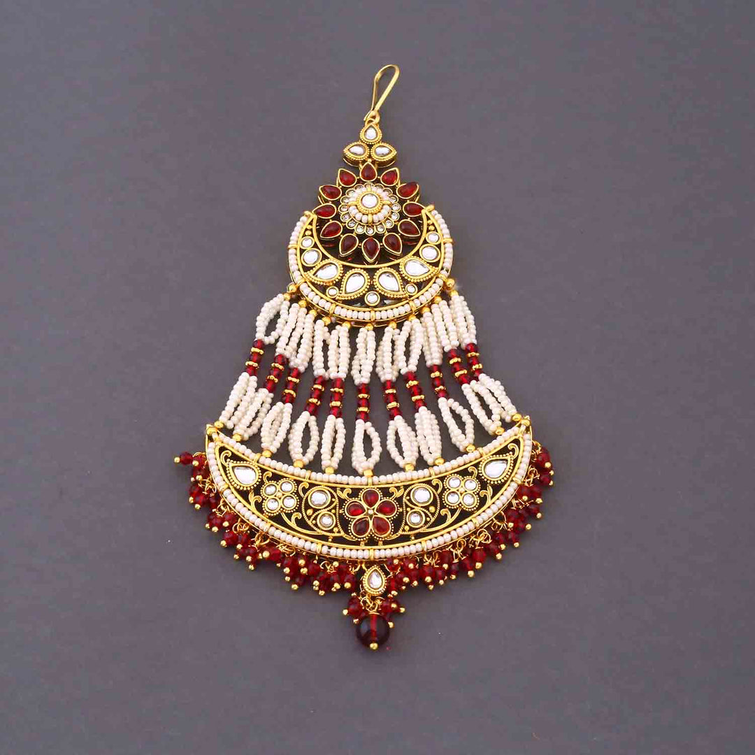 Maroon Kshirja  Kundan Bridal Jewellery Set