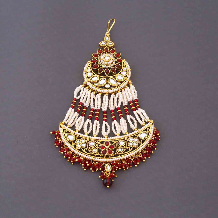 Maroon Kshirja  Kundan Bridal Jewellery Set