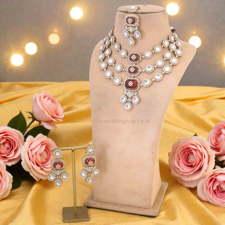 Maroon Labdhi Bridal Jewellery Set