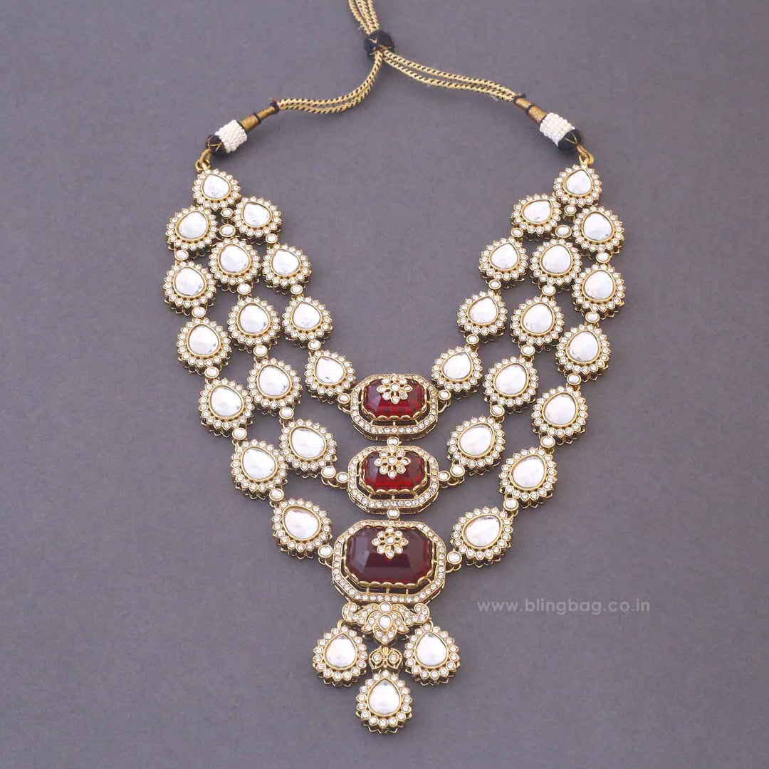 Maroon Labdhi Bridal Jewellery Set