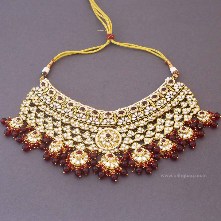 Maroon Lavika Kundan Bridal Jewellery Set