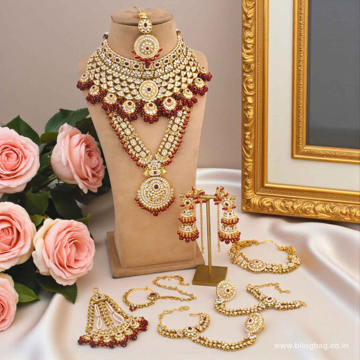 Maroon Lavika Kundan Bridal Jewellery Set
