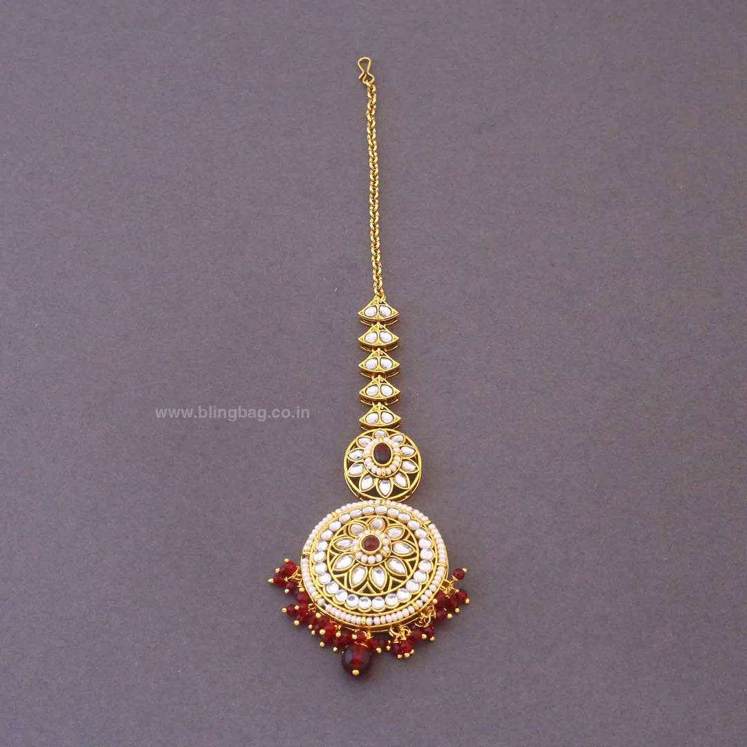 Maroon Lavika Kundan Bridal Jewellery Set