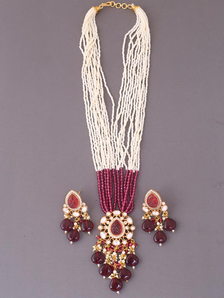 Maroon Laxmi Jewellery Set