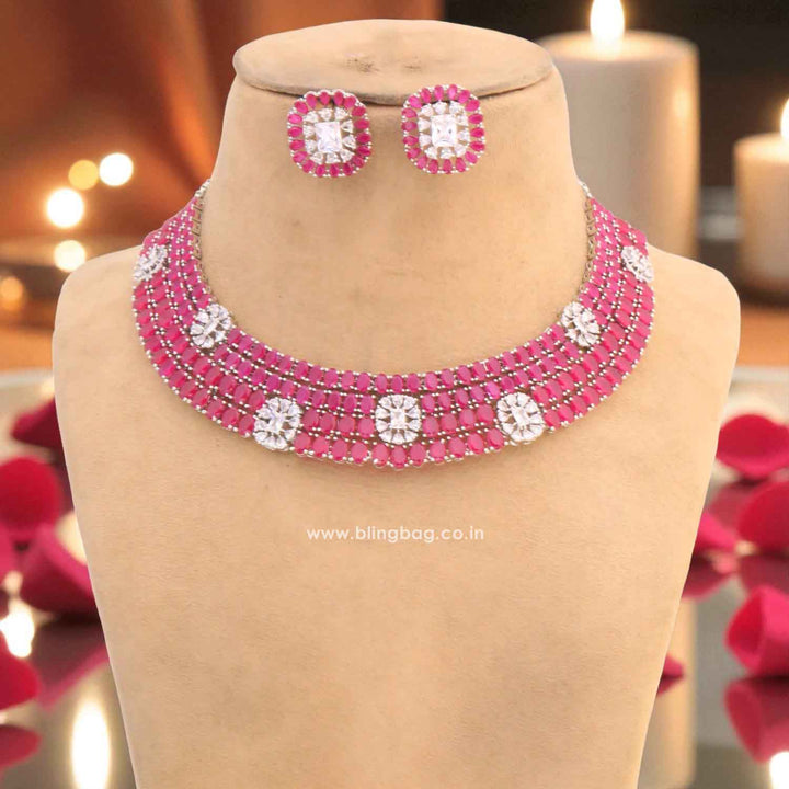 Maroon Loretta Hasli Zirconia Jewellery Set