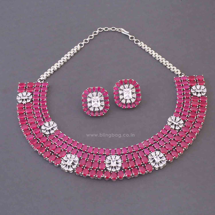 Maroon Loretta Hasli Zirconia Jewellery Set