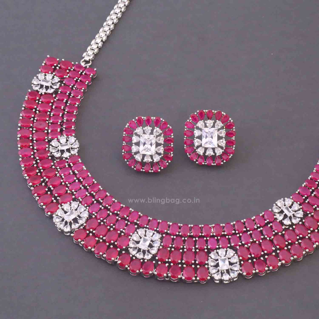Maroon Loretta Hasli Zirconia Jewellery Set