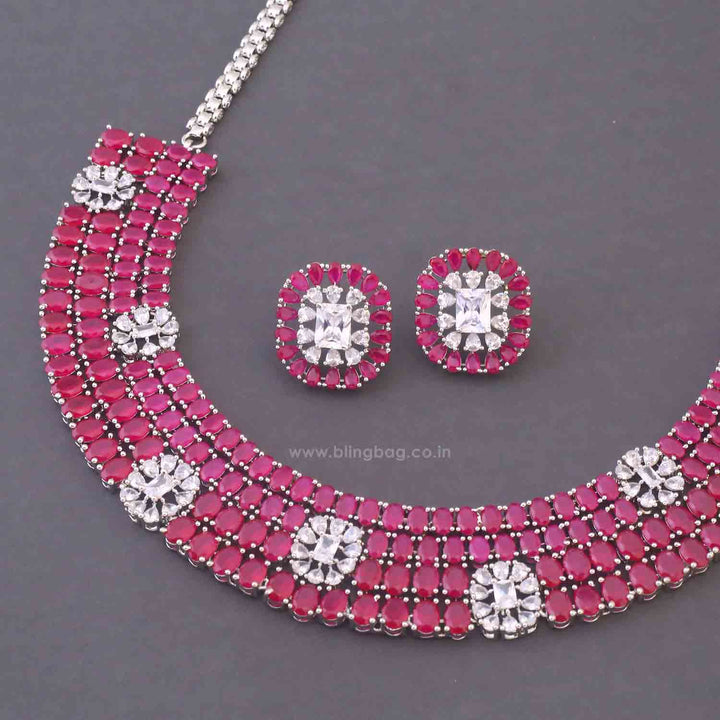 Maroon Loretta Hasli Zirconia Jewellery Set