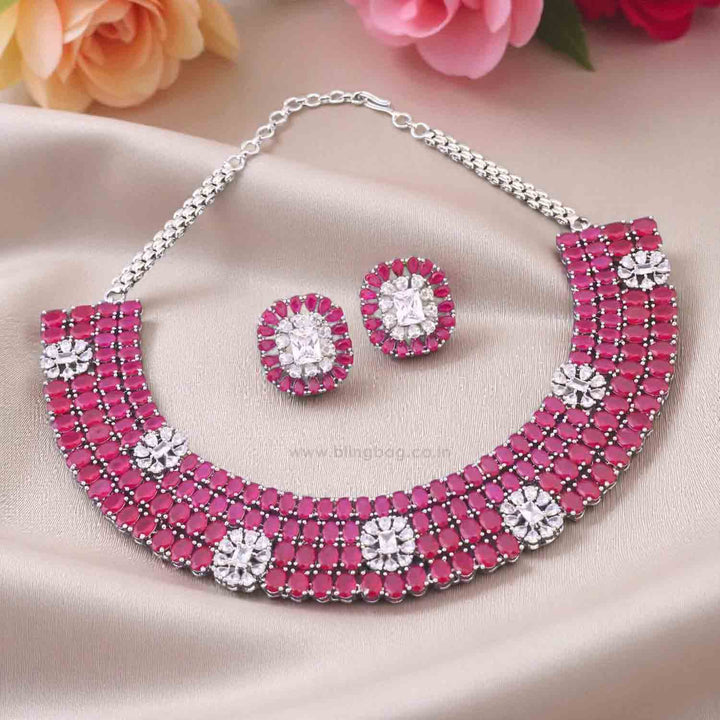 Maroon Loretta Hasli Zirconia Jewellery Set