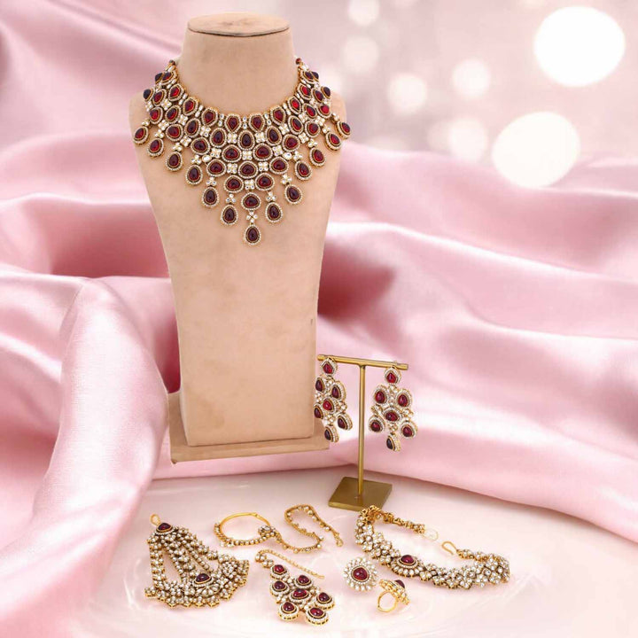 Maroon Madhura Semi-Bridal Jewellery Set
