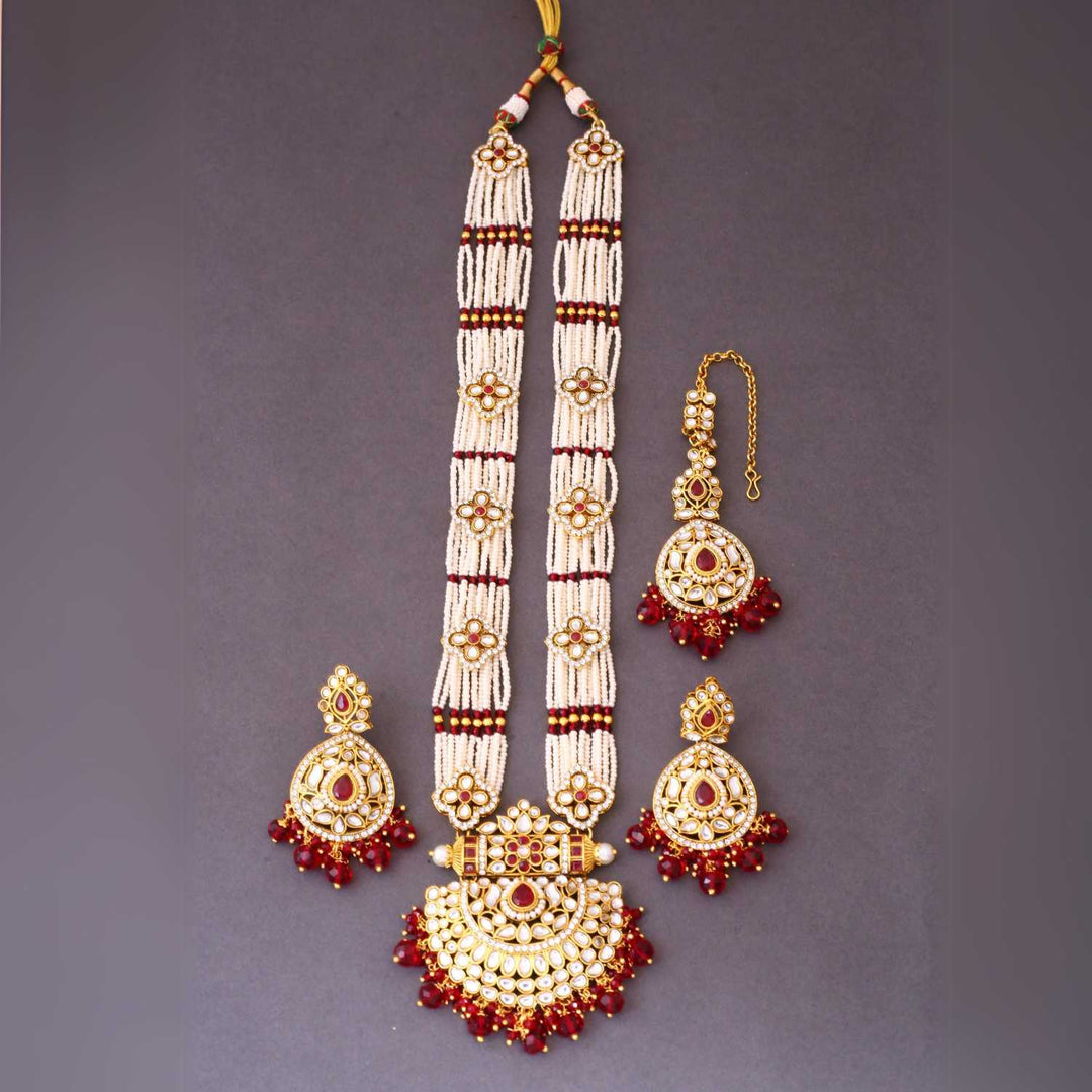 Maroon Mansi Kundan Jewellery Set