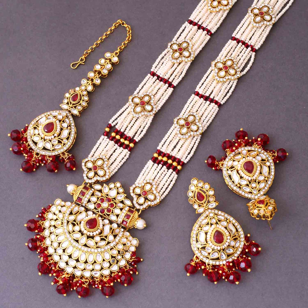 Maroon Mansi Kundan Jewellery Set