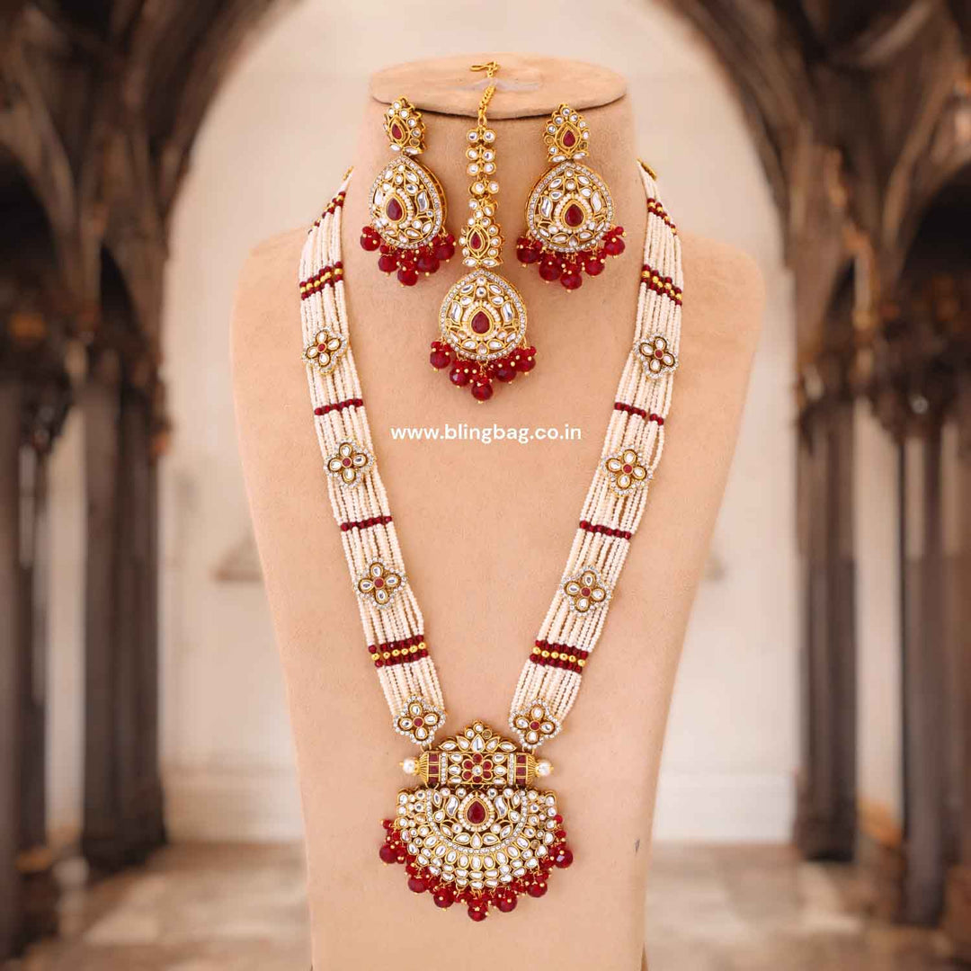 Maroon Mansi Kundan Jewellery Set