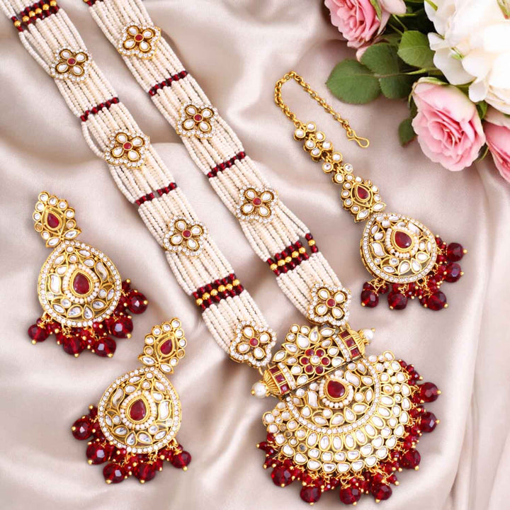 Maroon Mansi Kundan Jewellery Set