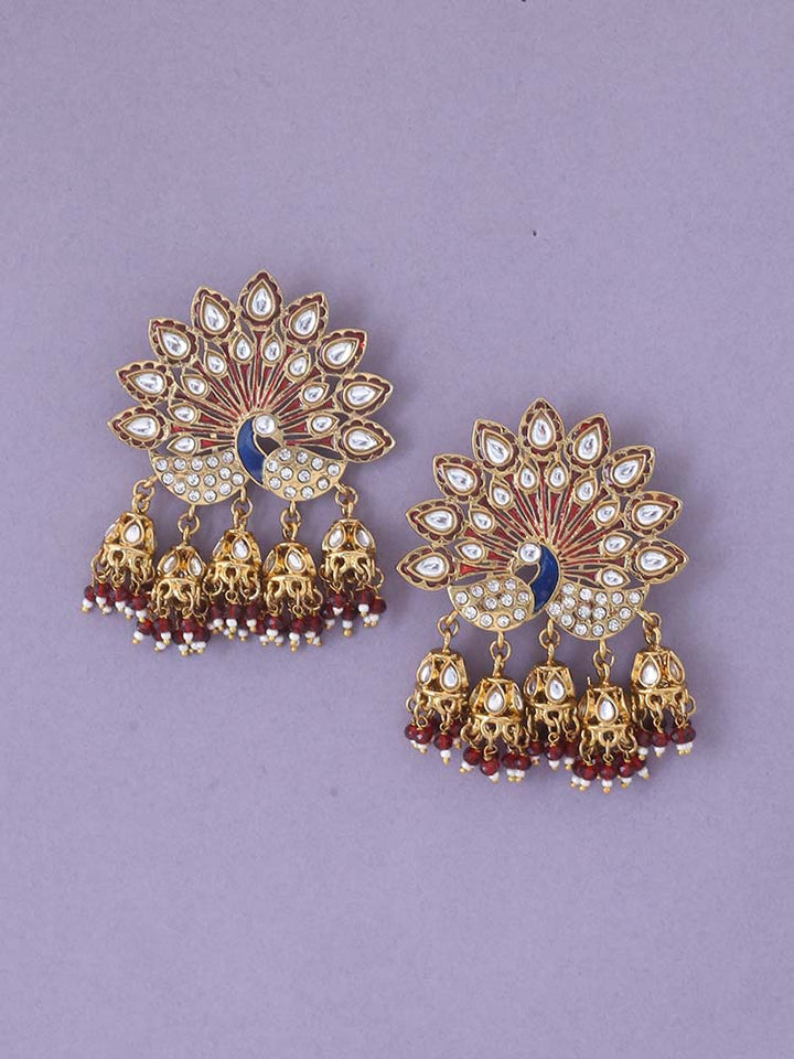 Maroon Mayur Ethnic Jhumkis