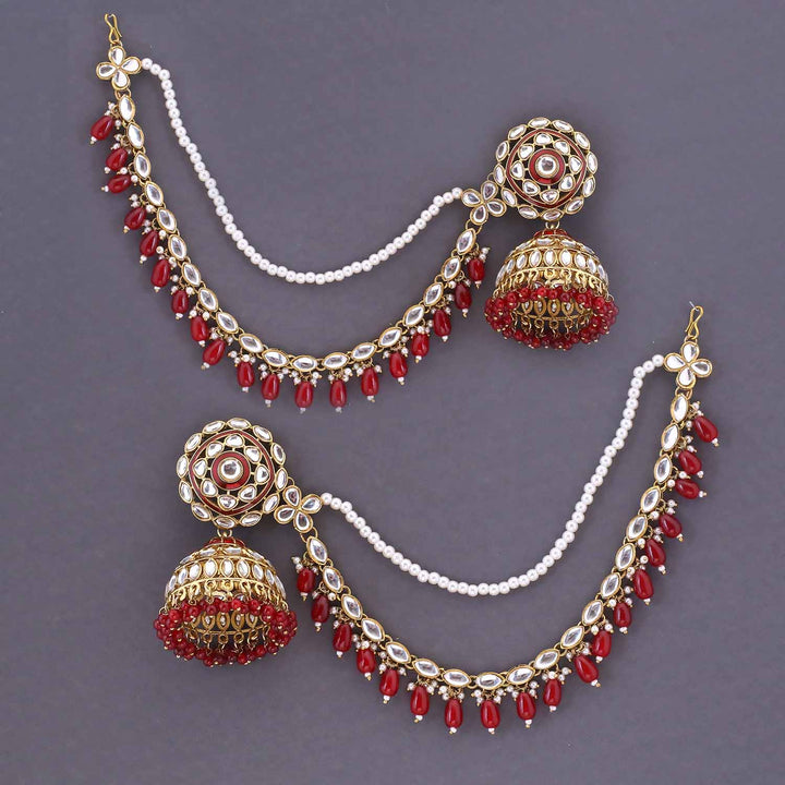 Maroon Nutan Sahara Jhumkis