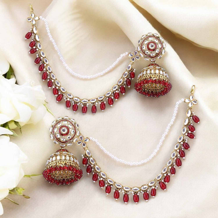 Maroon Nutan Sahara Jhumkis